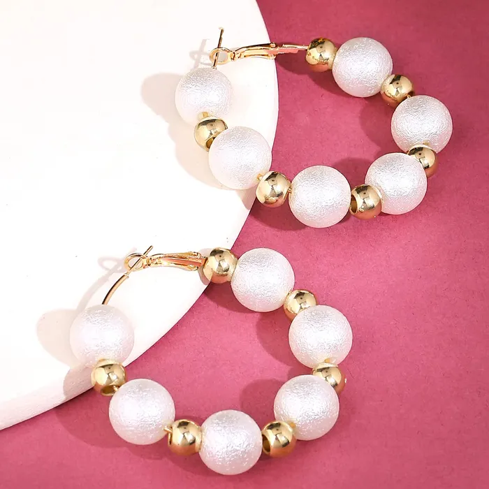 Yellow Chimes Earrings For Women Gold Tone Big Pearl Small Golden Bead Studded Hoop For Women and Girls Yellow Chimes Earrings