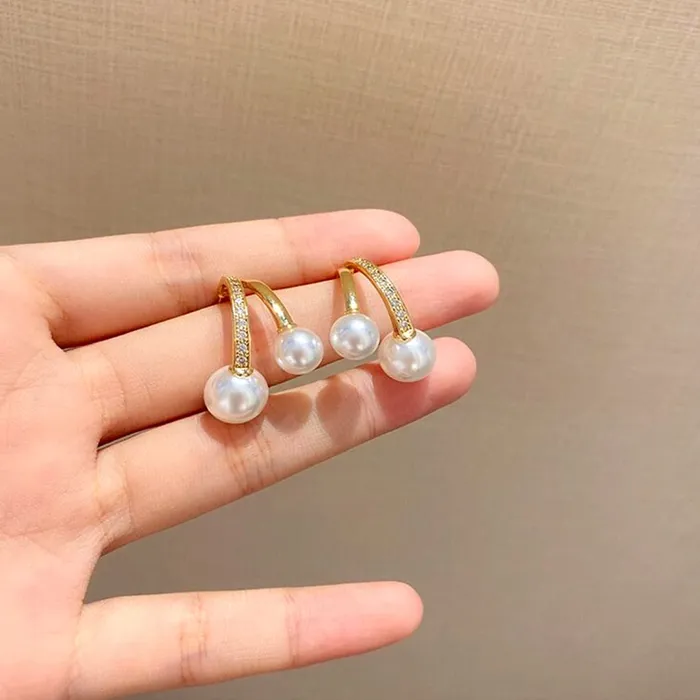 Yellow Chimes Earrings For Women Gold Tone Contemporary Stud Pearl Hanging Drop Earrings For Women and Girls Yellow Chimes Earrings