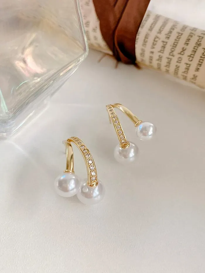 Yellow Chimes Earrings For Women Gold Tone Contemporary Stud Pearl Hanging Drop Earrings For Women and Girls Yellow Chimes Earrings