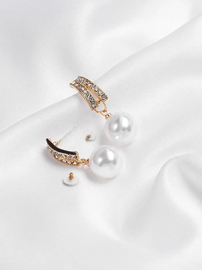 Yellow Chimes Earrings For Women Gold Tone Crystal Studded Butterfly Designed Studs Pearl Hanging Drop Earrings For Women and Girls Yellow Chimes Necklaces