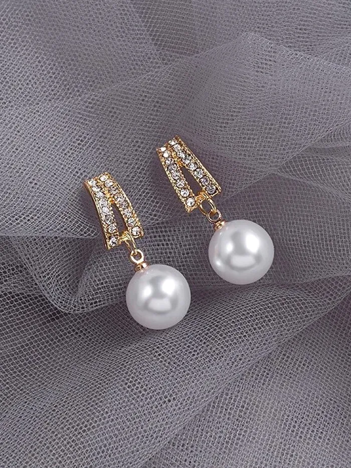 Yellow Chimes Earrings For Women Gold Tone Crystal Studded Butterfly Designed Studs Pearl Hanging Drop Earrings For Women and Girls Yellow Chimes Necklaces