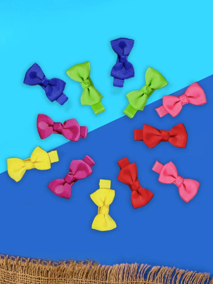 Yellow Chimes Earrings Melbees by Yellow Chimes Set of 12 Pcs Hair Clips in Assorted Bright Colors Bow Hair Clips for Kids and Girls Hair Accessories Pack of 12 MultiColor Medium YCHACLKD008MC