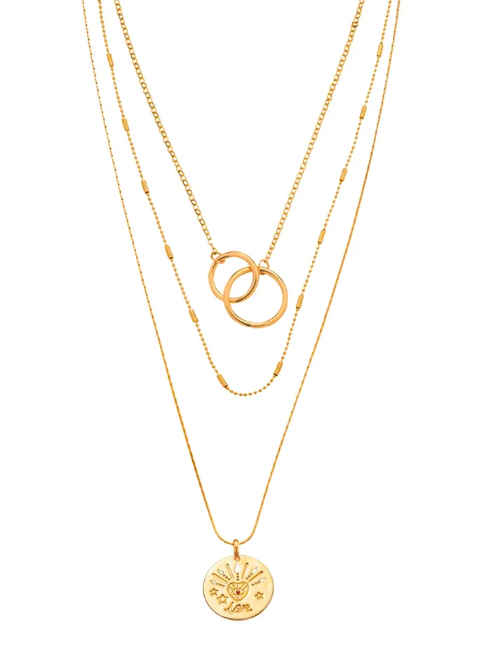 Yellow Chimes Earrings Multi Layered Choker Necklace Gold Plated Chain Fashion Elegant Design One Size Gold Yellow Chimes Earrings Multi Layered Choker Necklace Gold Plated Chain Fashion Elegant Design One Size Gold