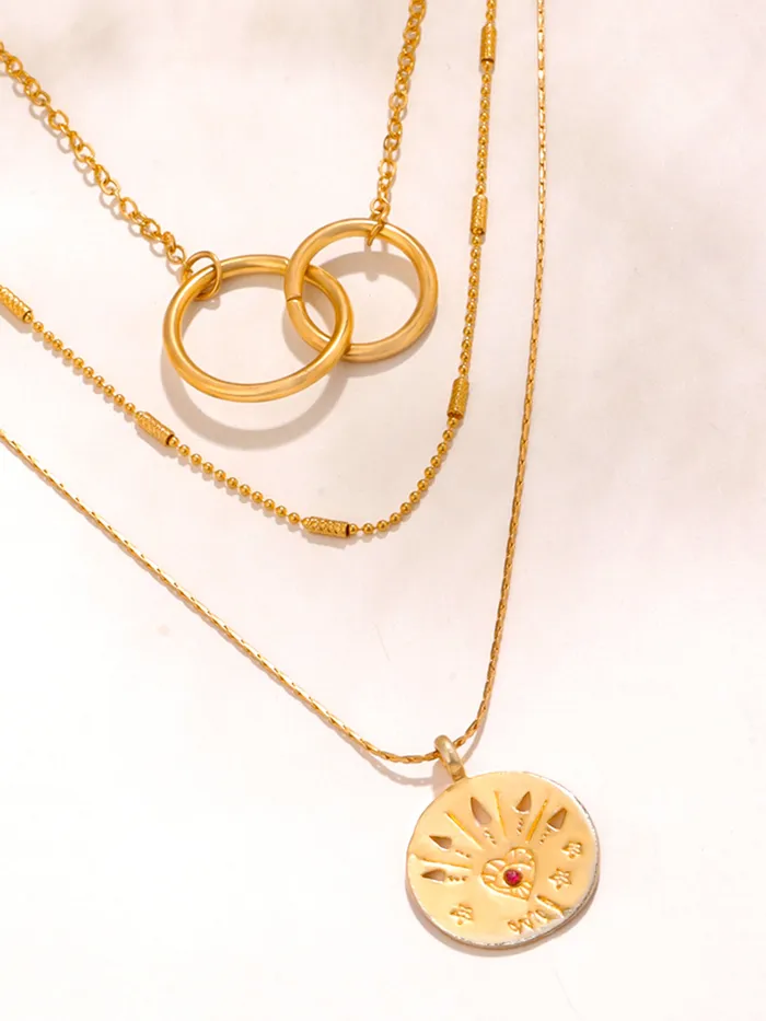 Yellow Chimes Earrings Multi Layered Choker Necklace Gold Plated Chain Fashion Elegant Design One Size Gold