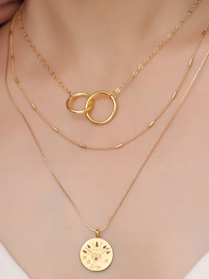 Yellow Chimes Earrings Multi Layered Choker Necklace Gold Plated Chain Fashion Elegant Design One Size Gold