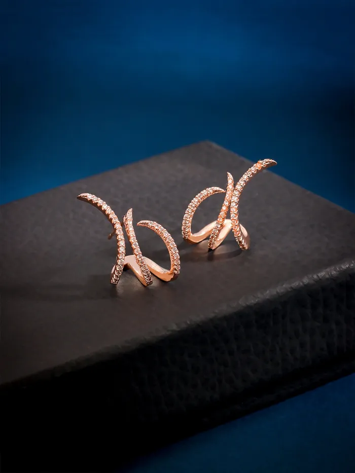 Yellow Chimes Earrings Rose Gold Stud Earrings for Women Crystal Studded Fashion 15 cm Rose Gold