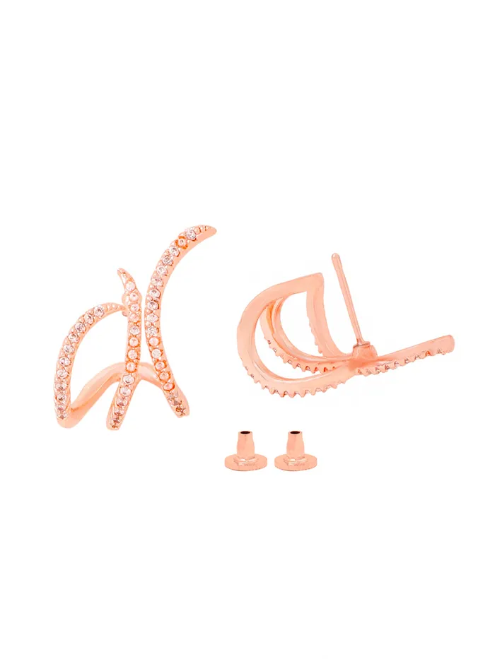 Yellow Chimes Earrings Rose Gold Stud Earrings for Women Crystal Studded Fashion 15 cm Rose Gold