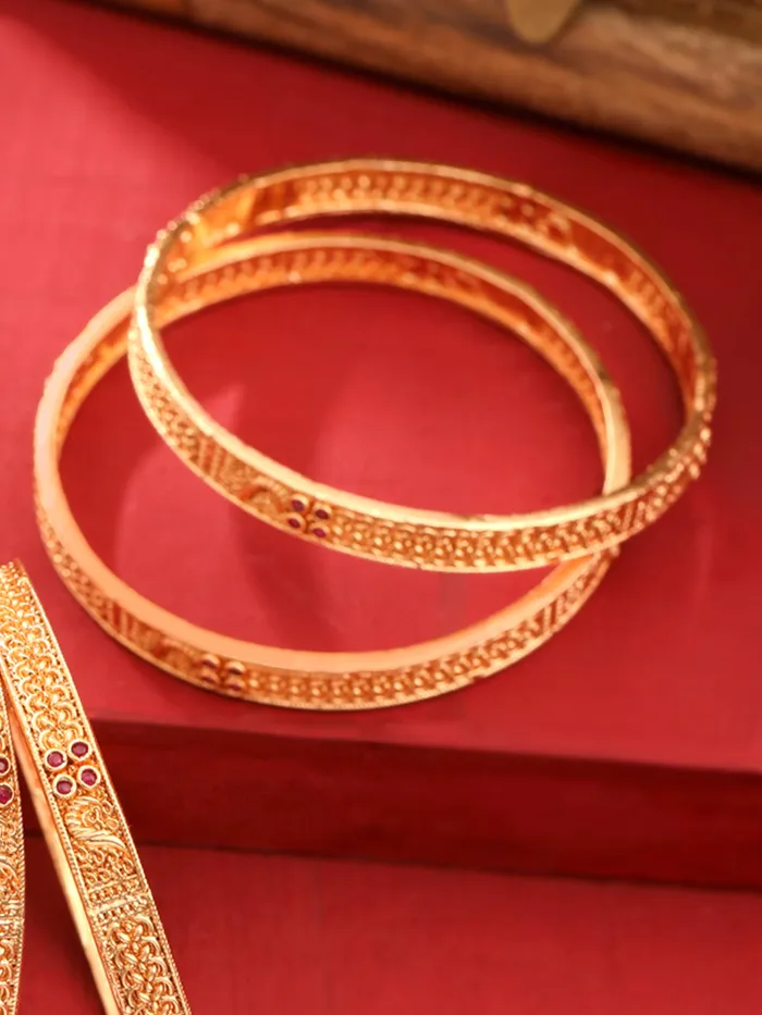 Yellow Chimes Earrings Traditional Bangles Set Elegant Gold Plated Women Hand Accessories 4 Pcs Size 26 in Gold