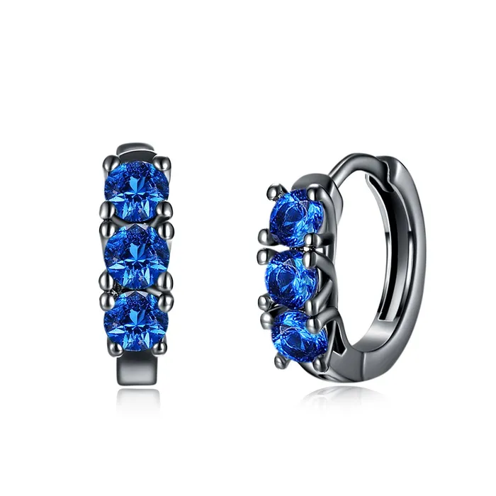 Yellow Chimes Earrings Yellow Chimes A5 Grade Blue Crystal Black Gun Plated Clip On Earrings for Women Girls