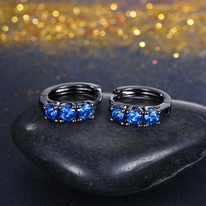 Yellow Chimes Earrings Yellow Chimes A5 Grade Blue Crystal Black Gun Plated Clip On Earrings for Women Girls