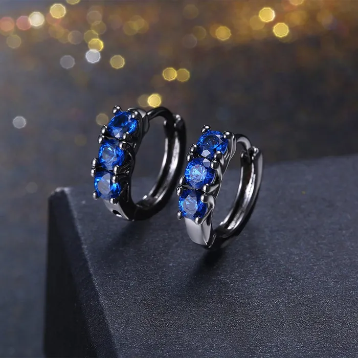 Yellow Chimes Earrings Yellow Chimes A5 Grade Blue Crystal Black Gun Plated Clip On Earrings for Women Girls