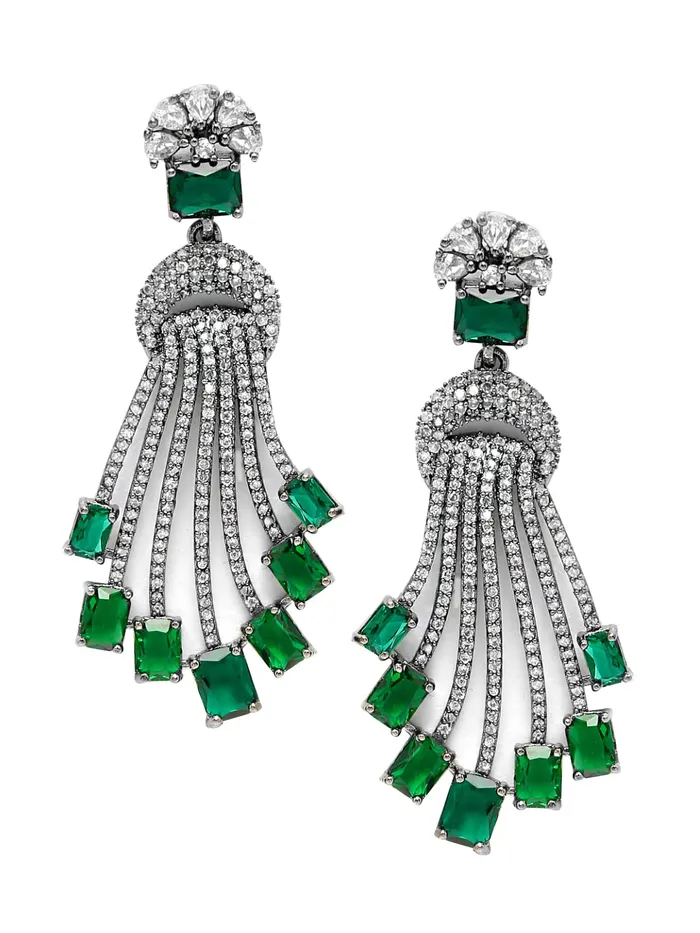 Yellow Chimes Earrings Yellow Chimes American Diamond Earrings for Women RhodiumPlated White Green ADStudded Long Danglers Earrings For Women and Girls Yellow Chimes Earrings Yellow Chimes American Diamond Earrings for Women RhodiumPlated White Green ADStudded Long Danglers Earrings For Women and Girls
