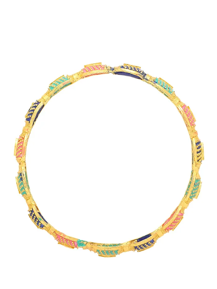 Yellow Chimes Earrings Yellow Chimes Bangles for Women Oval Shaped Meenakari Touch Traditional Bangles for Women and Girls