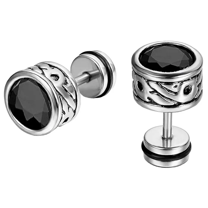 Yellow Chimes Earrings Yellow Chimes Black Crystal Sides Craft 316L Stainless Steel Earrings for Men and Women