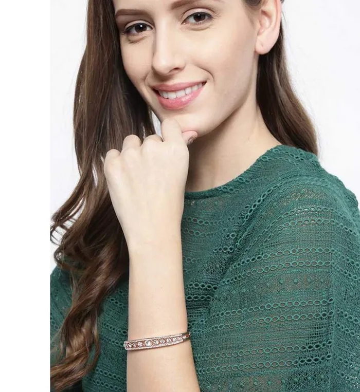 Yellow Chimes Earrings Yellow Chimes Bracelets for Women Combo of 2 Pcs Multicolor Cubic Zircon Cuff Kada Bracelets for Women and Girls