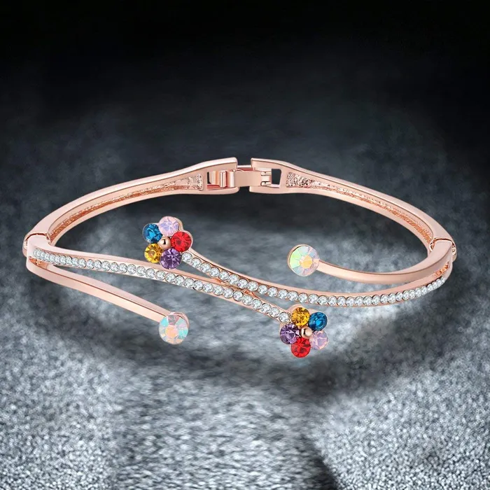 Yellow Chimes Earrings Yellow Chimes Bracelets for Women Combo of 2 Pcs Multicolor Cubic Zircon Cuff Kada Bracelets for Women and Girls