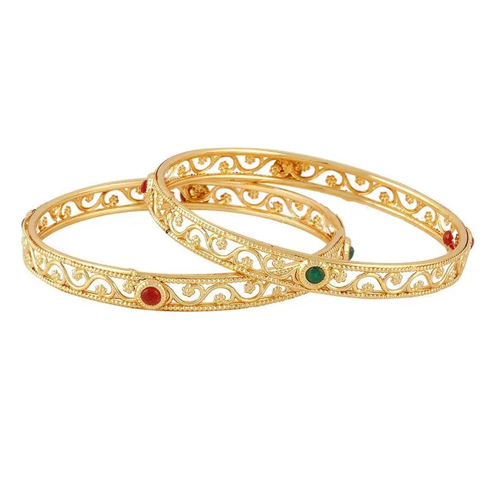 Yellow Chimes Earrings Yellow Chimes Classic Look 2 Pcs Bangle Set Gold Plated Traditional Ethnic Bangles for Women and Girls 26
