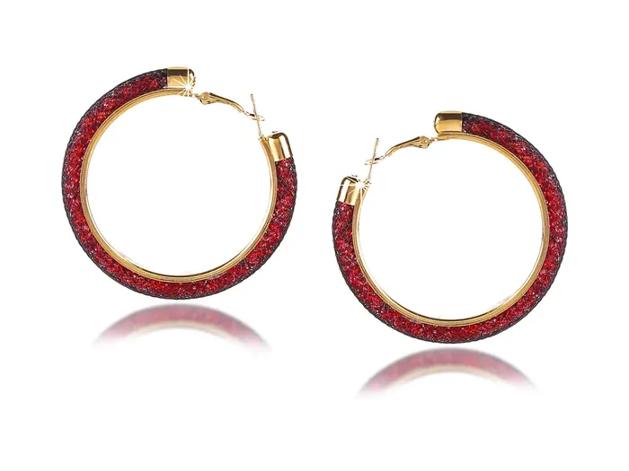 Yellow Chimes Earrings Yellow Chimes Combo of 2 Pair Exclusive CrystalFilled Stylish Maroon Base Metal Fashion Hoops Earrings for Women