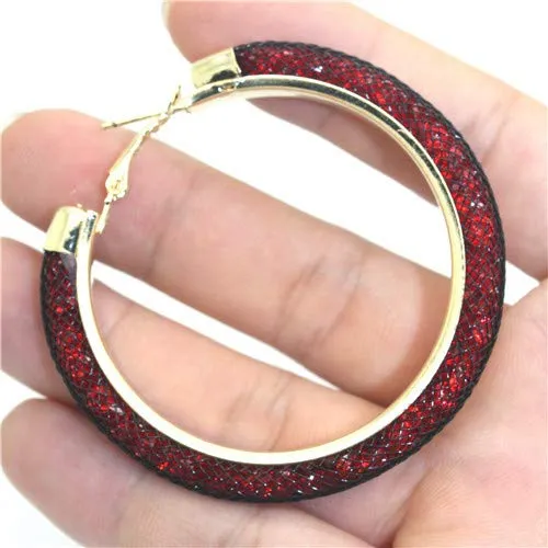 Yellow Chimes Earrings Yellow Chimes Combo of 2 Pair Exclusive CrystalFilled Stylish Maroon Base Metal Fashion Hoops Earrings for Women