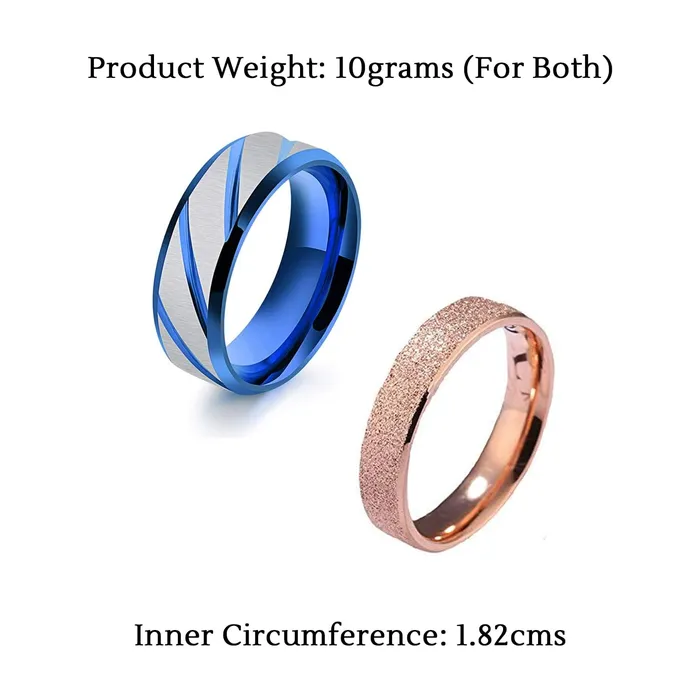 Yellow Chimes Earrings Yellow Chimes Combo of 2 PCs Stainless Steel Dazzling Stardust Rose Gold Blue Ring for Men and Women