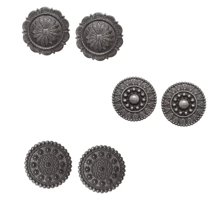 Yellow Chimes Earrings Yellow Chimes Combo of 3 Pairs Ethnic Silver Oxidised Antique Design Stud Earrings for Women and Girls Medium Model YCTJER44OXDSTDCSL Yellow Chimes Earrings Yellow Chimes Combo of 3 Pairs Ethnic Silver Oxidised Antique Design Stud Earrings for Women and Girls Medium Model YCTJER44OXDSTDCSL