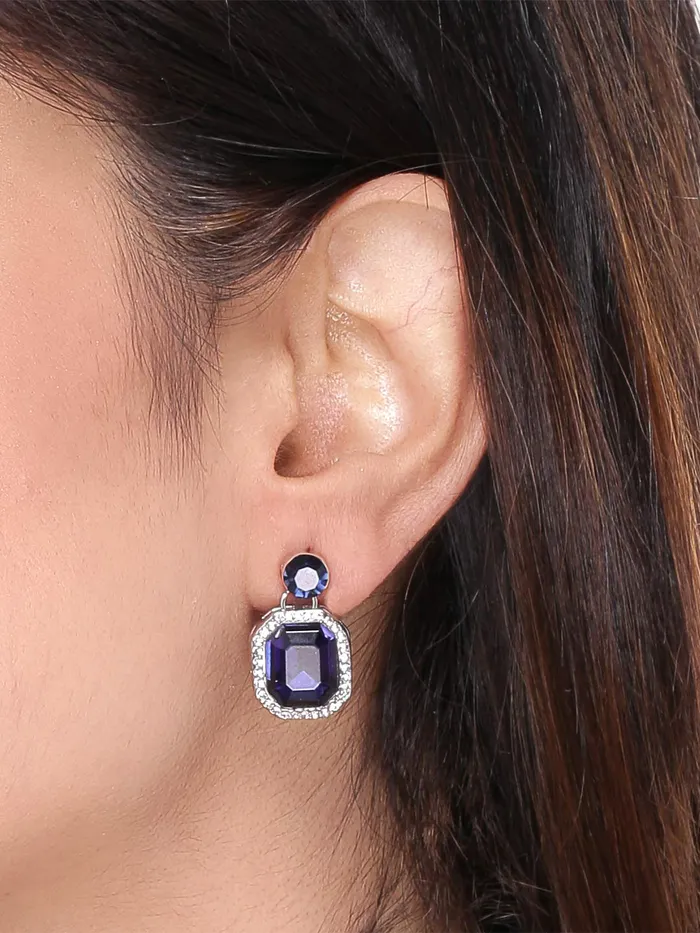 Yellow Chimes Earrings Yellow Chimes Combo of Two Pairs Classic Blue Royal Crystal Black Gun Plated Yellow Crystal Drop Earrings for Women and Girls