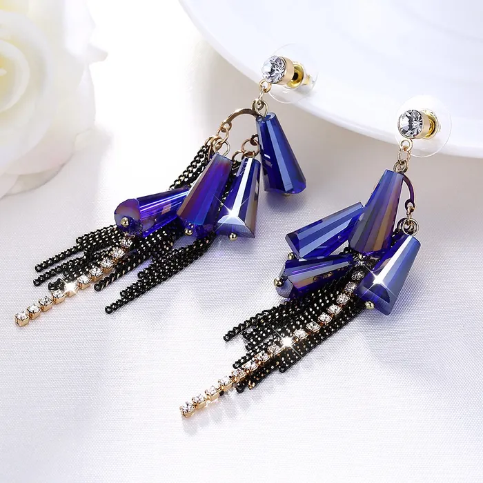 Yellow Chimes Earrings Yellow Chimes Crystal Danglers Earrings for Women Purple Earrings for Girls Fashion Women Earrings Long Chain Dangler Earrings Birthday Gift For Girls Anniversary Gift for Wife