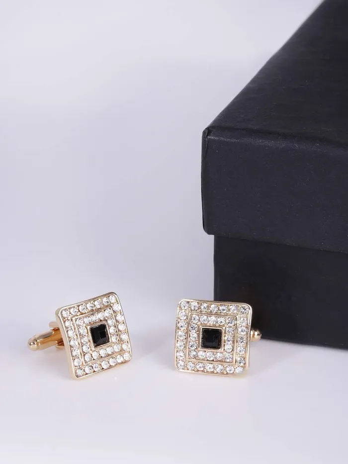 Yellow Chimes Earrings Yellow Chimes Cufflinks for Men Cuff Links Stainless Steel Crystal Studded Square Cufflinks for Men and Boys