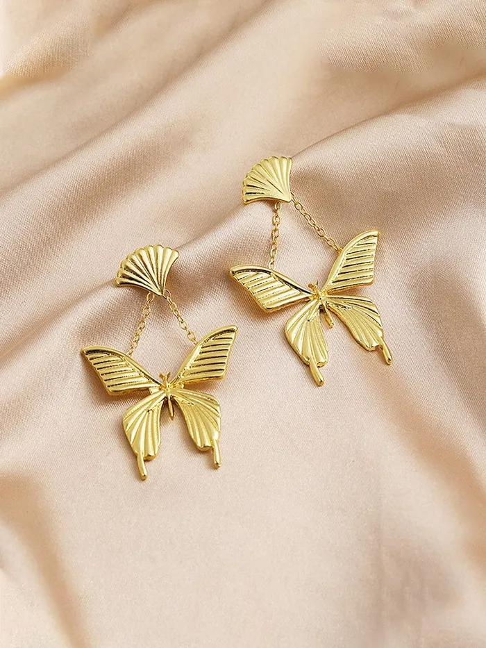 Yellow Chimes Earrings Yellow Chimes Earrings for Women and Girls Drop Earrings for Girls Gold Toned Hanging Butterfly Designed Drop Earrings Birthday Gift for girls and women Anniversary Gift for Wife