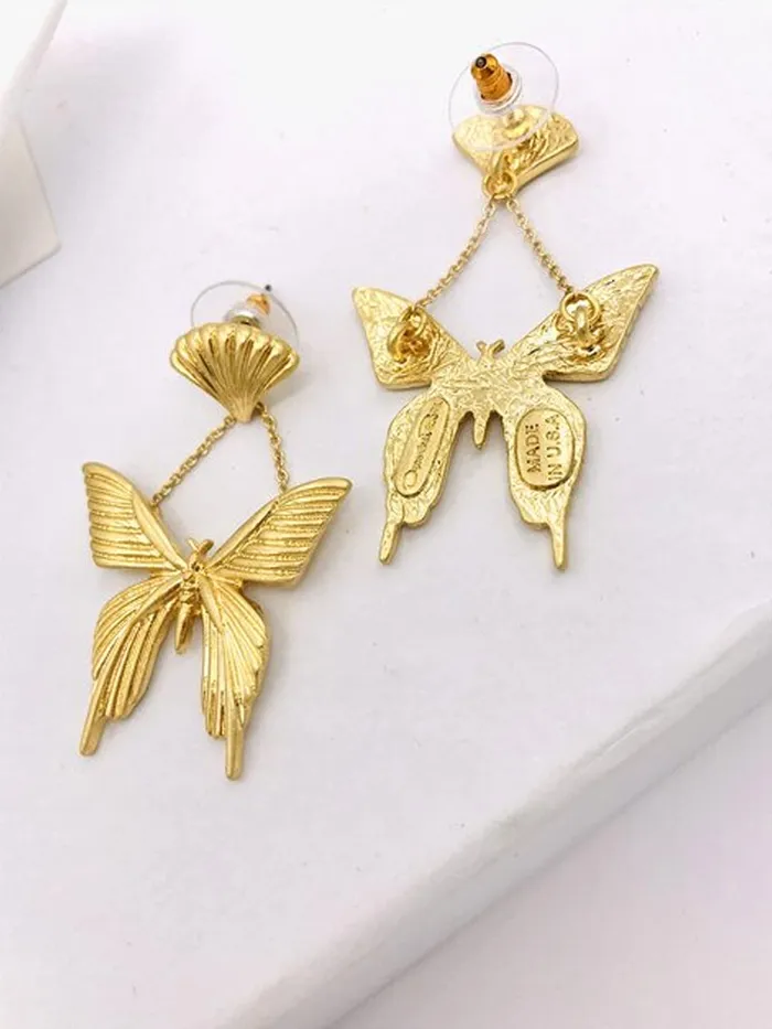 Yellow Chimes Earrings Yellow Chimes Earrings for Women and Girls Drop Earrings for Girls Gold Toned Hanging Butterfly Designed Drop Earrings Birthday Gift for girls and women Anniversary Gift for Wife