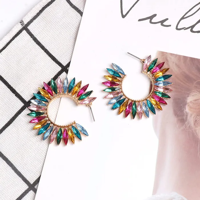 Yellow Chimes Earrings Yellow Chimes Earrings for Women and Girls Fashion Multicolor Crystal HoopGold Plated Hoops Earrings Birthday Gift for girls and women Anniversary Gift for Wife