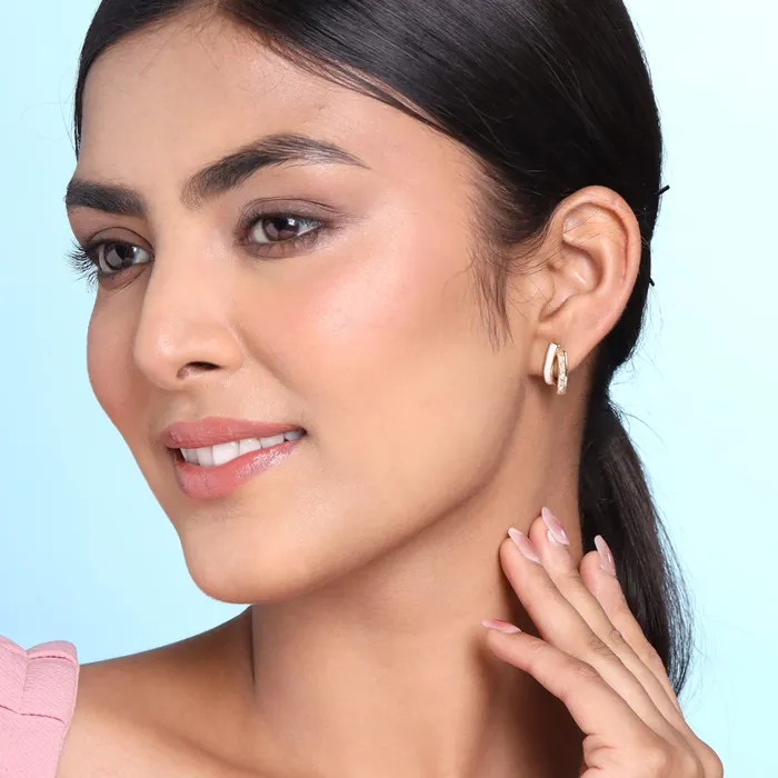 Yellow Chimes Earrings Yellow Chimes Earrings for Women and Girls Studs for Women Gold Toned Fish Tail Shaped Pearl Stud Earrings Birthday Gift for girls and women Anniversary Gift for Wife