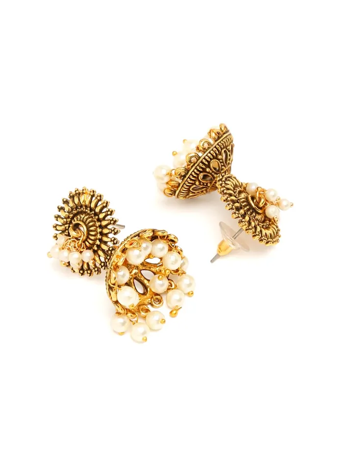 Yellow Chimes Earrings Yellow Chimes Earrings for Women Oxidised Gold Plated Peacock Designed Crystal studded Beads Drop Chandbali Drop Earrings for Women and Girls ER 5