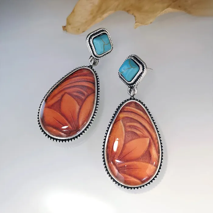 Yellow Chimes Earrings Yellow Chimes Earrings For Women Silver Toned Blue and Orange Stone Studded Tear Drop Shaped Earrings For Women and Girls