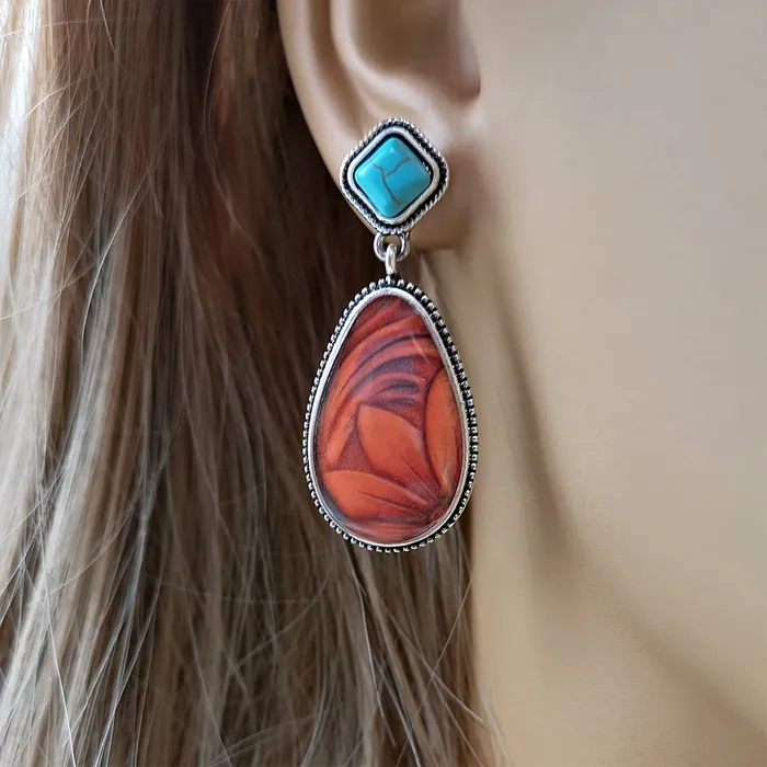 Yellow Chimes Earrings Yellow Chimes Earrings For Women Silver Toned Blue and Orange Stone Studded Tear Drop Shaped Earrings For Women and Girls