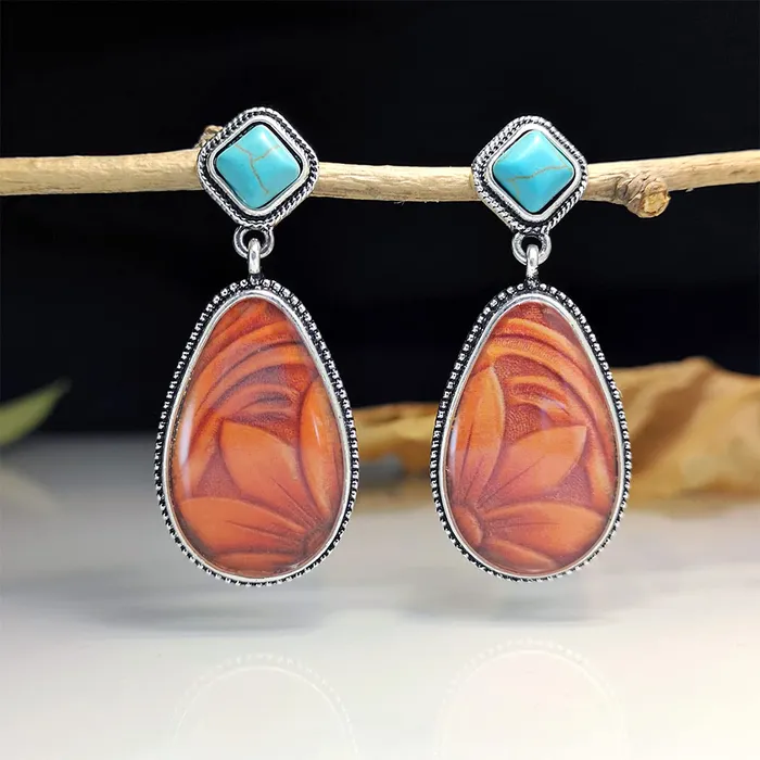 Yellow Chimes Earrings Yellow Chimes Earrings For Women Silver Toned Blue and Orange Stone Studded Tear Drop Shaped Earrings For Women and Girls