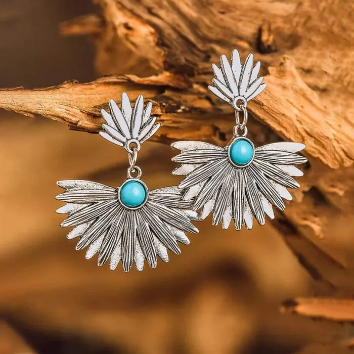 Yellow Chimes Earrings Yellow Chimes Earrings For Women Silver Toned Floral Designed Blue Stone Studded EyeCatching Drop Earrings For Women and Girls