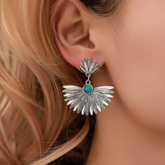 Yellow Chimes Earrings Yellow Chimes Earrings For Women Silver Toned Floral Designed Blue Stone Studded EyeCatching Drop Earrings For Women and Girls