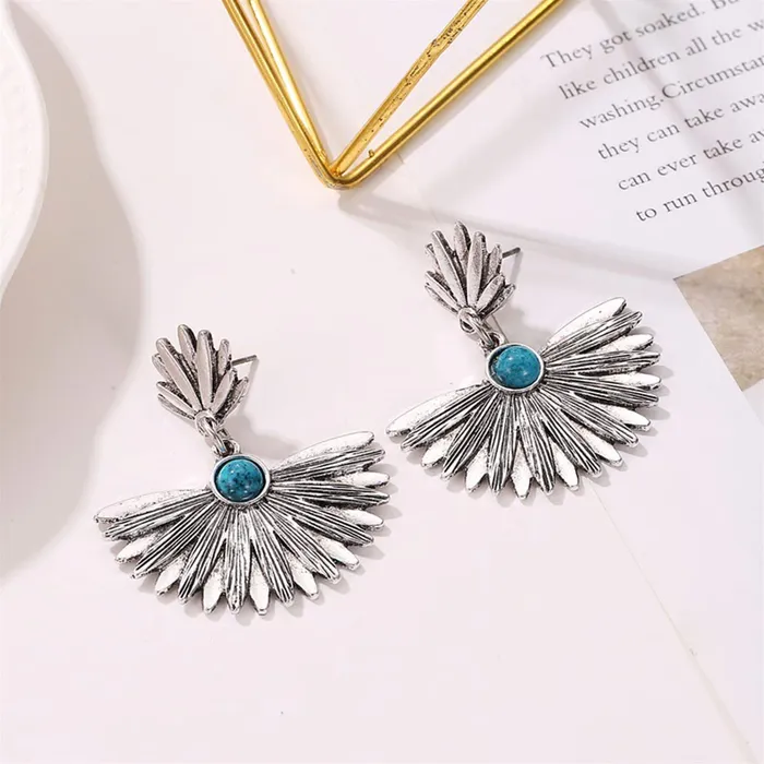 Yellow Chimes Earrings Yellow Chimes Earrings For Women Silver Toned Floral Designed Blue Stone Studded EyeCatching Drop Earrings For Women and Girls