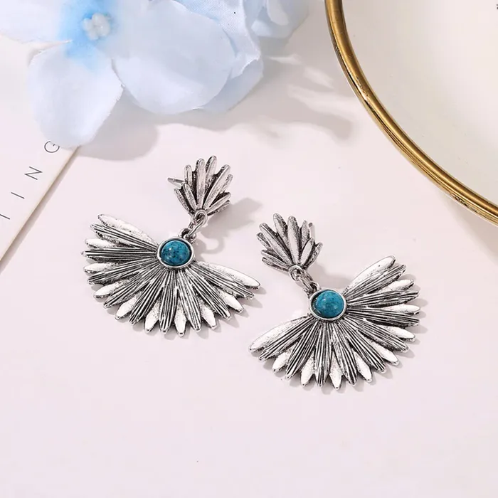 Yellow Chimes Earrings Yellow Chimes Earrings For Women Silver Toned Floral Designed Blue Stone Studded EyeCatching Drop Earrings For Women and Girls