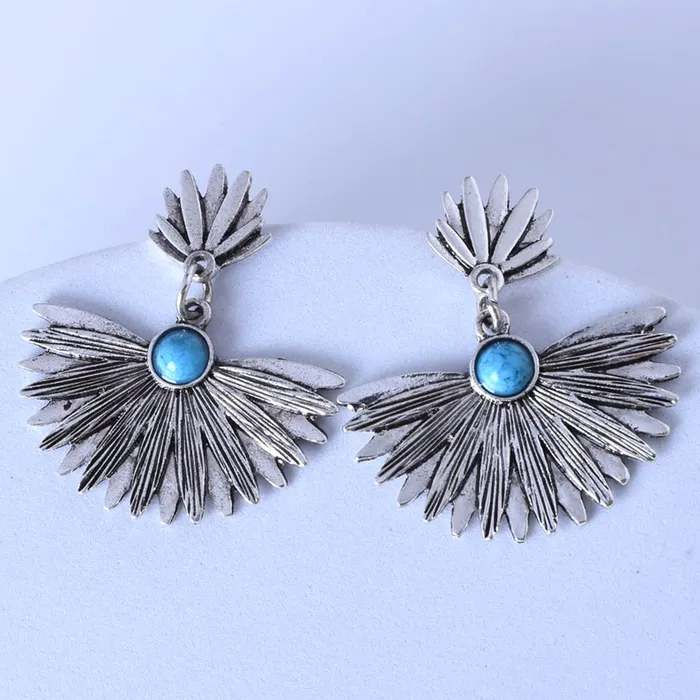 Yellow Chimes Earrings Yellow Chimes Earrings For Women Silver Toned Floral Designed Blue Stone Studded EyeCatching Drop Earrings For Women and Girls