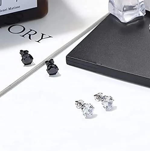 Yellow Chimes Earrings Yellow Chimes Elegant Latest Fashion Combo of Three pairs Stainless Steel Crystal Silver Black Studs Hoops Earrings for Women and Girls Medium YCFJER405CRYSHBNDL