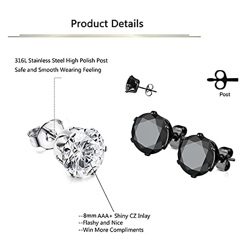 Yellow Chimes Earrings Yellow Chimes Elegant Latest Fashion Combo of Three pairs Stainless Steel Crystal Silver Black Studs Hoops Earrings for Women and Girls Medium YCFJER405CRYSHBNDL