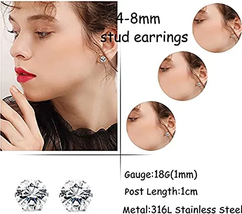 Yellow Chimes Earrings Yellow Chimes Elegant Latest Fashion Combo of Three pairs Stainless Steel Crystal Silver Black Studs Hoops Earrings for Women and Girls Medium YCFJER405CRYSHBNDL