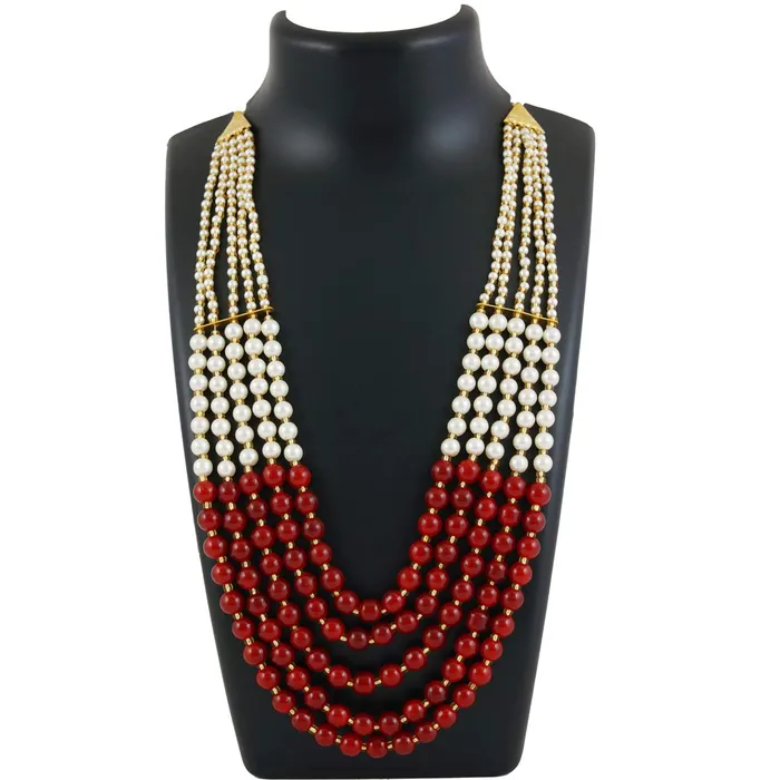 Yellow Chimes Earrings Yellow Chimes Ethnic Fashion Gold Plated Handmade Beads Long Multilayer Pearl Stylish Jewellery Necklace for Women Girls Maroon
