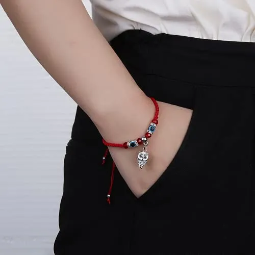 Yellow Chimes Earrings Yellow Chimes Evil Eye Bracelet for Women Combo of 3 PCs Evil Eye Beads Red Threaded Adjustable Unisex Bracelet for Men and Women