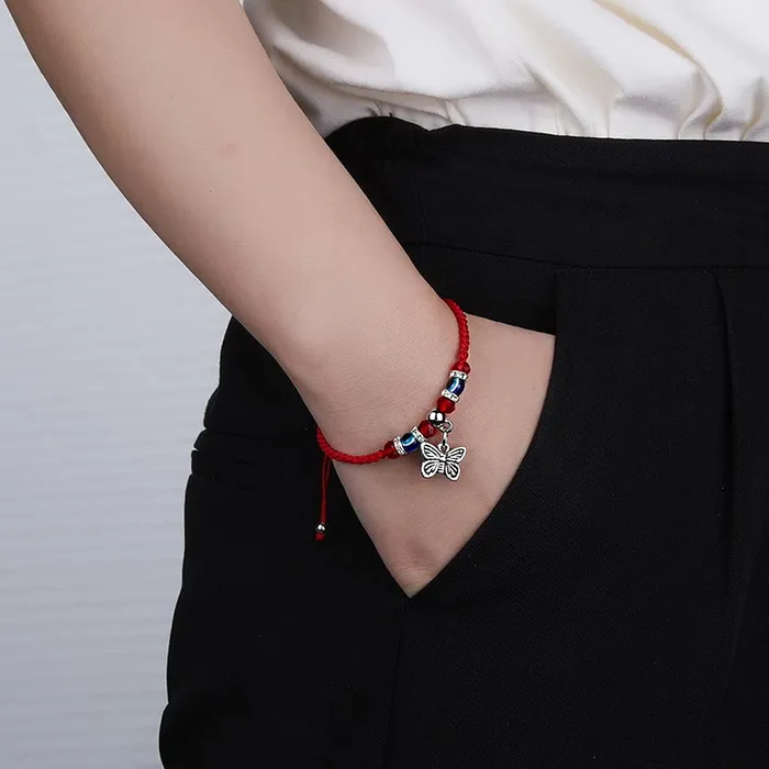 Yellow Chimes Earrings Yellow Chimes Evil Eye Bracelet for Women Combo of 3 PCs Evil Eye Beads Red Threaded Adjustable Unisex Bracelet for Men and Women
