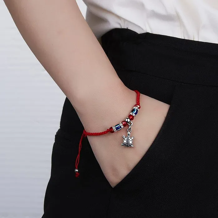 Yellow Chimes Earrings Yellow Chimes Evil Eye Bracelet for Women Combo of 3 PCs Evil Eye Beads Red Threaded Adjustable Unisex Bracelet for Men and Women
