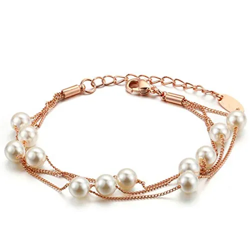 Yellow Chimes Earrings Yellow Chimes Exclusive Fresh Water Pearl Multi String Bracelet for Women and Girls