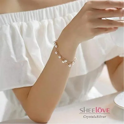 Yellow Chimes Earrings Yellow Chimes Exclusive Fresh Water Pearl Multi String Bracelet for Women and Girls